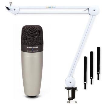 Samson Kondensator-Mikrofon C-01 mit Gelenkarm Weiss