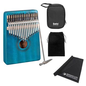 Sela SE249 Kalimba Mahagoni 17 Blau mit Tuch