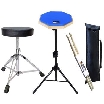 keepdrum DP-BL8 Pad Blau mit Stativ mit Hocker mit Sticks