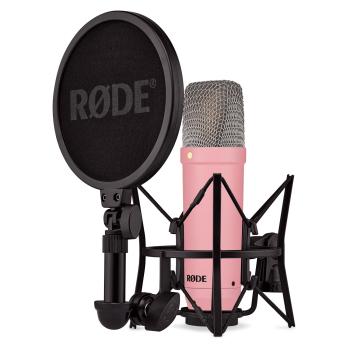 Rode Mikrofon NT1 Signature Pink mit PSA1+ Gelenkarm Pink und Tuch
