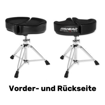 Ahead Schlagzeughocker SPG-BL Schlagzeug-Hocker Schwarz mit Trommelstöcken