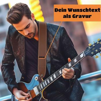 keepdrum personalisierter Gitarrengurt aus Echt-Leder Braun mit Gravur