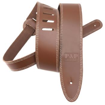 keepdrum Gitarrengurt aus Echt-Leder Braun mit Doppelnaht