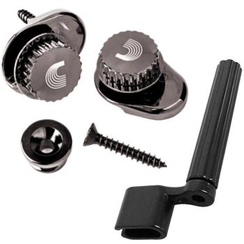 Planet Waves Strap Locks Nickel mit Saitenkurbel