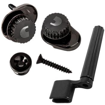 Planet Waves Strap Locks Schwarz mit Saitenkurbel