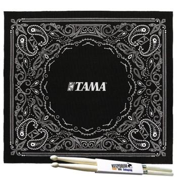 Tama TDR-PA Schlagzeug Teppich Paisley Schwarz mit Schlagzeugstöcken