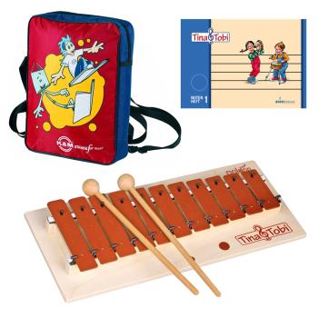Tina und Tobi Glockenspiel mit Notenheft und Tasche