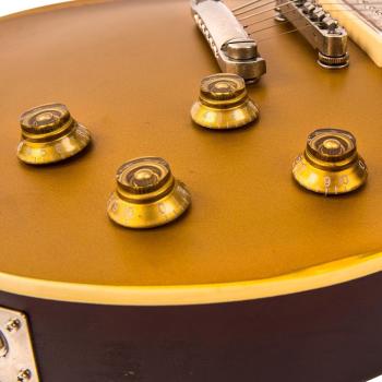 Vintage E-Gitarre V100MRGT Icon Distressed Gold Top mit Kabel
