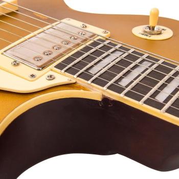 Vintage E-Gitarre V100MRGT Icon Distressed Gold Top mit Kabel