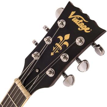 Vintage E-Gitarre V100MRGT Icon Distressed Gold Top mit Kabel