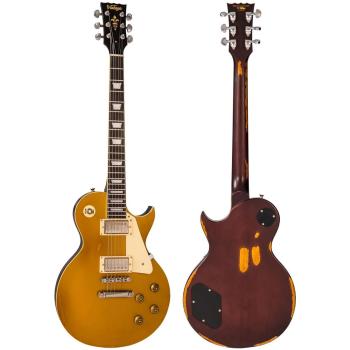 Vintage E-Gitarre V100MRGT Icon Distressed Gold Top mit Kabel