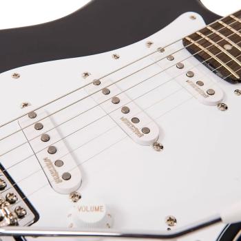 Vintage E-Gitarre V6BB Reissued Boulevard Black mit Kabel