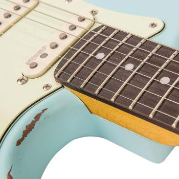 Vintage E-Gitarre V6MRLB Icon Distressed Laguna Blue