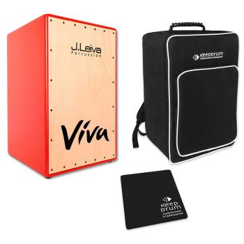 J.Leiva Viva Red Cajon Rot mit Tasche und Sitz-Pad