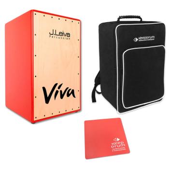 J.Leiva Viva Red Cajon Rot mit Tasche und Sitz-Pad Rot