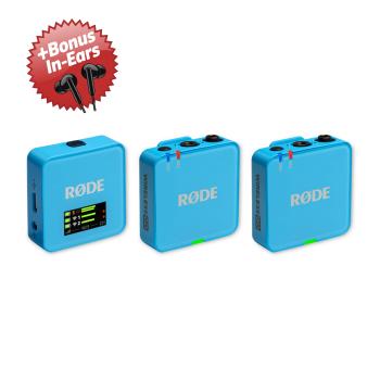 Rode Mikrofon-Funksystem Wireless GO Gen 3 Blau + Bonus In-Ear Kopfhörer