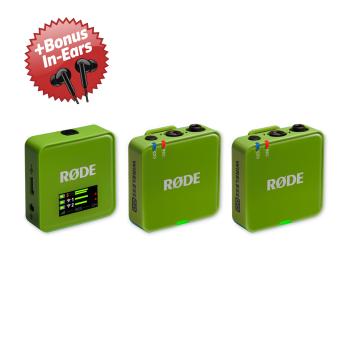 Rode Mikrofon-Funksystem Wireless GO Gen 3 Grün + Bonus In-Ear Kopfhörer