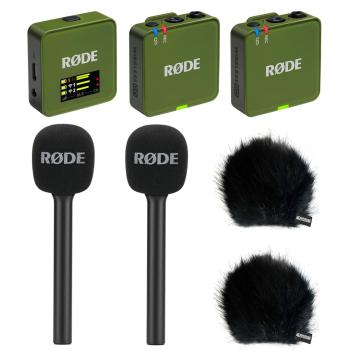 Rode Mikrofon-Funksystem Wireless GO Gen 3 Khaki Interview Set 2 BK