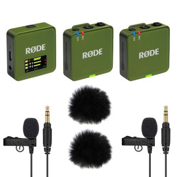 Rode Wireless GO Gen 3 Moss Khaki mit 2x Lavalier GO und 2x WS05