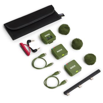Rode Mikrofon-Funksystem Wireless GO Gen 3 Moss Khaki mit Tuch