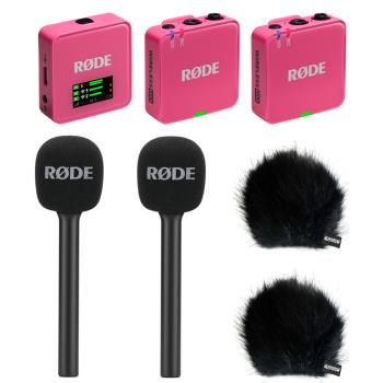 Rode Mikrofon-Funksystem Wireless GO Gen 3 Pink Interview Set 2 BK