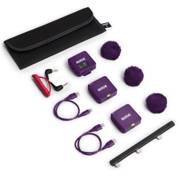 Rode Wireless GO Gen 3 Lila mit 2x Lavalier GO und 2x WS05