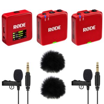 Rode Wireless GO Gen 3 Rot mit 2x Lavalier GO und 2x WS05