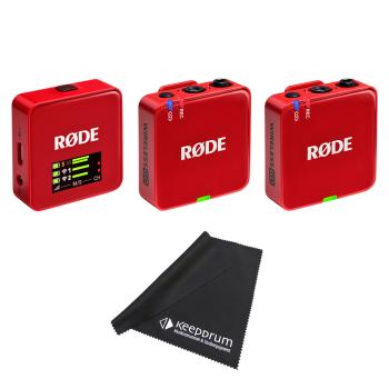 Rode Mikrofon-Funksystem Wireless GO Gen 3 Rot mit Tuch