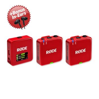 Rode Mikrofon-Funksystem Wireless GO Gen 3 Rot + Bonus In-Ear Kopfhörer