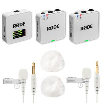 Rode Wireless GO Gen 3 Weiss mit 2x Lavalier GO WH und 2x WS05 WH