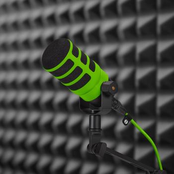 Rode Mikrofon Podmic USB Weiss mit WS14G Popschutz Grün und Kabel