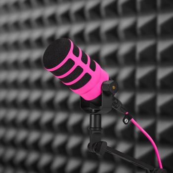 Rode Mikrofon Podmic mit WS14P Popschutz Pink und Kabel