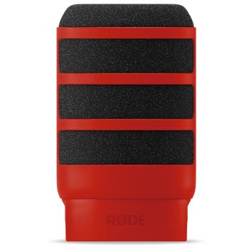 Rode Mikrofon Podmic mit WS14R Popschutz Rot und Kabel