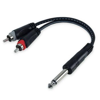 keepdrum YC017 Y-Adapter 6,3mm Mono Klinke zu Stereo RCA Cinch Stecker