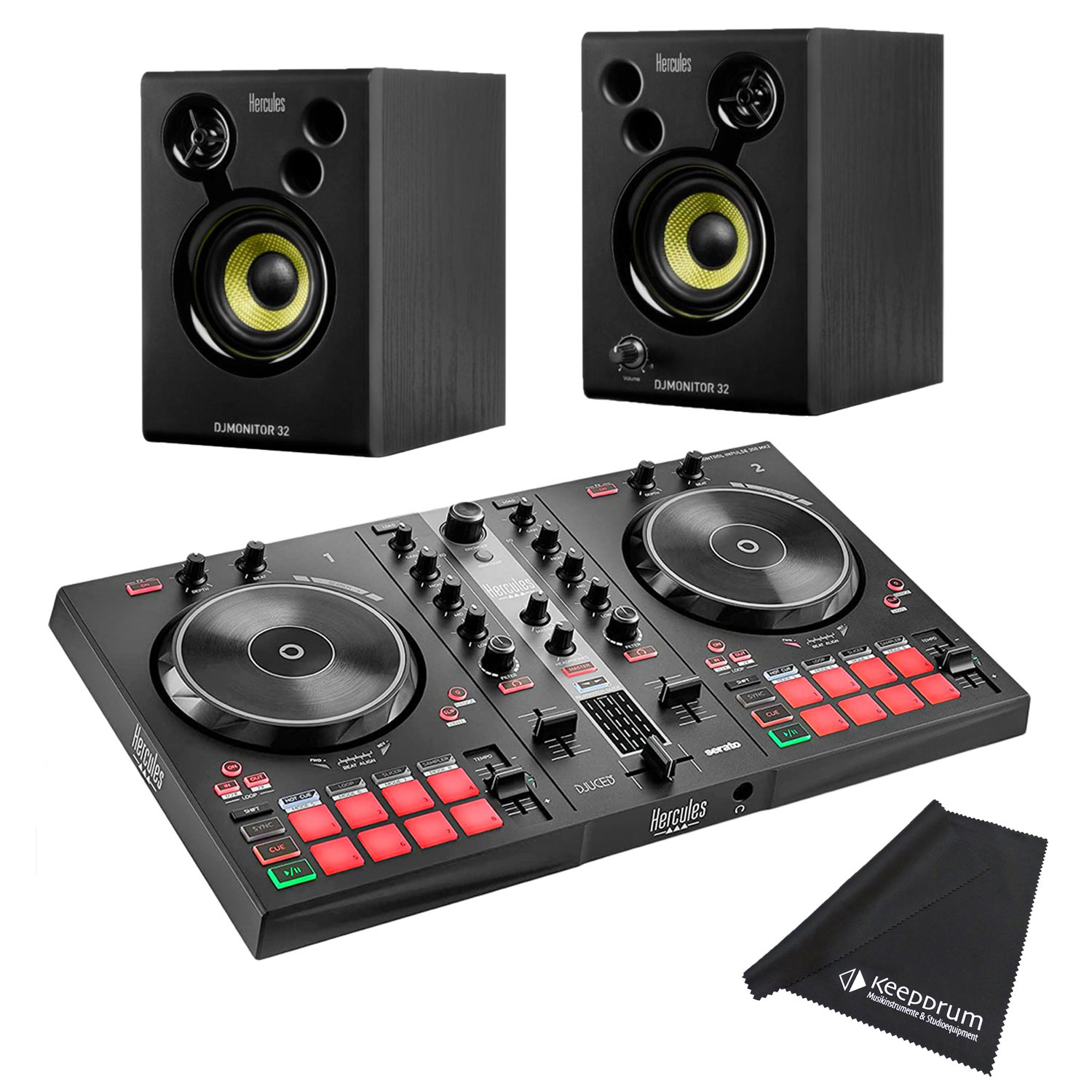 Hercules Inpulse 300 MK2 DJ Controller mit DJMonitor32 Boxen