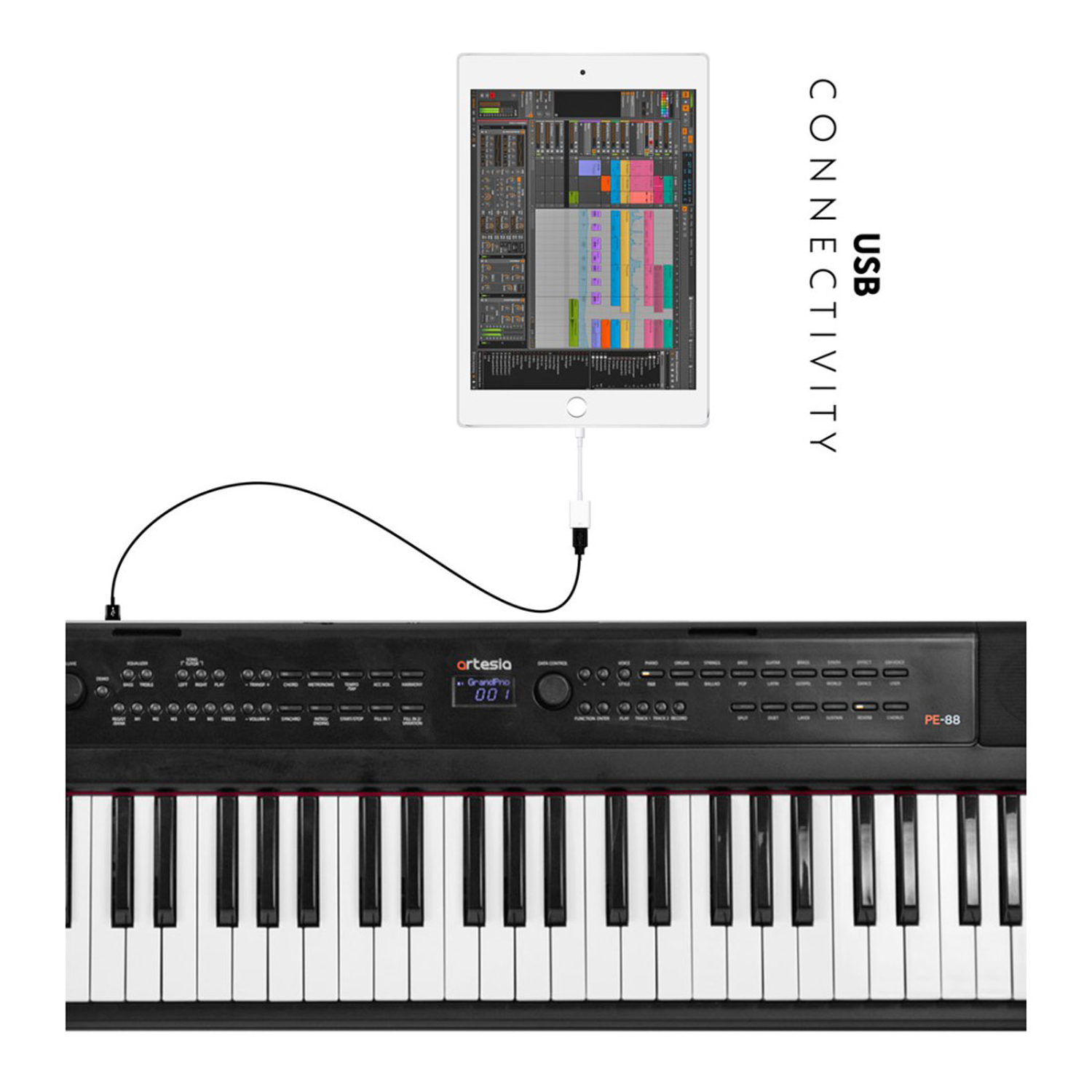 Artesia PE88 Digitalpiano mit KeyboardStänder keepdrum