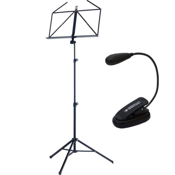 K&M 10065 Notenständer schwarz mit Notenpult-Leuchte