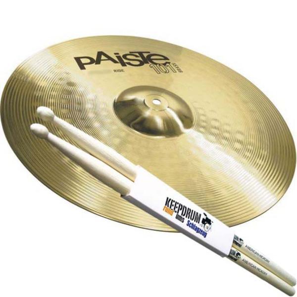 Paiste 101 Ride Becken 20 mit 5A KD Schlagzeugstöcke