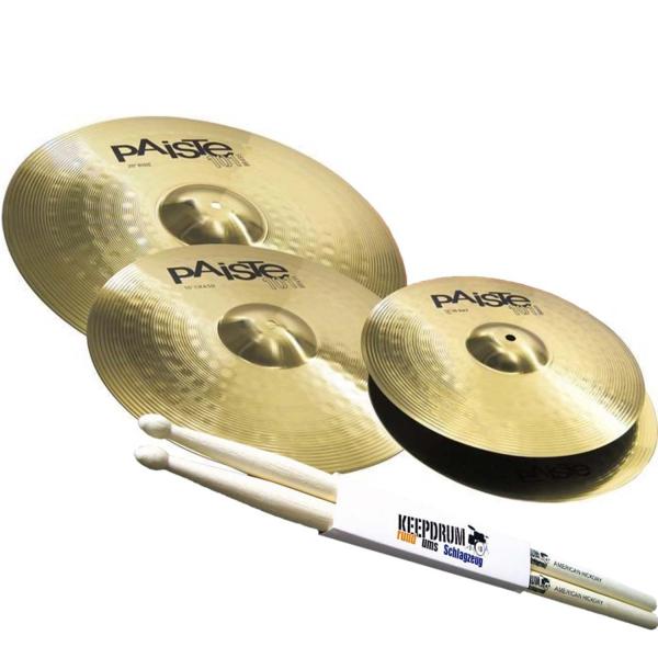 Paiste 101 Brass Becken-Set 14-16-20 mit Sticks
