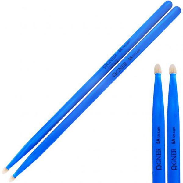 Agner Schlagzeugstöcke 5 A UV-Light  Blau mit keepdrum 5A