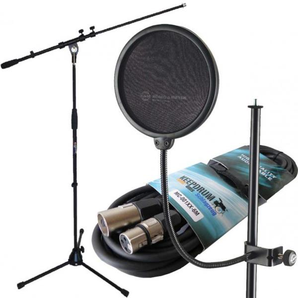K&M 23956 Popschutz mit keepdrum Mikrofonständer mit 6m Mikrofonkabel