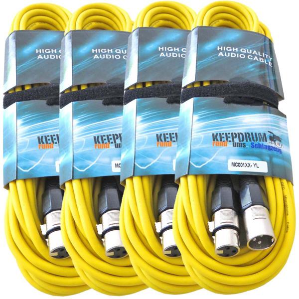 keepdrum 10m MC-001XX YW Mikrofonkabel XLR Gelb 4 Stück