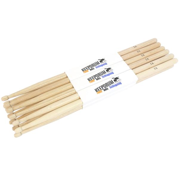keepdrum 5A Hickory Schlagzeugstöcke Wood 6 Paar