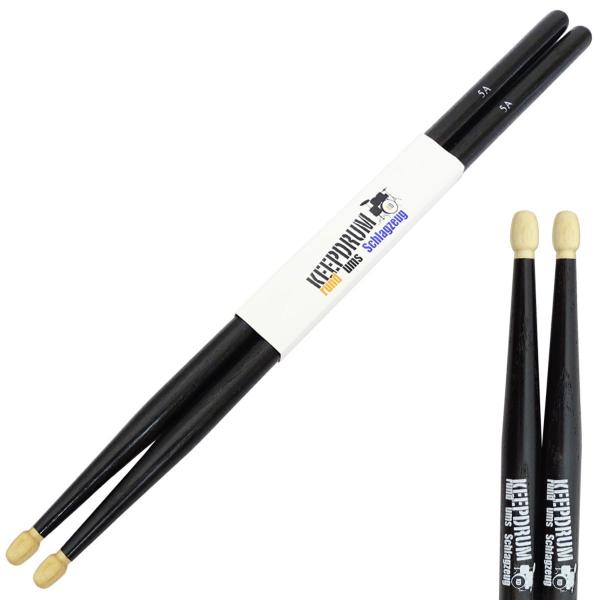 keepdrum 5AB Hickory Drumsticks Schwarz 1 Paar