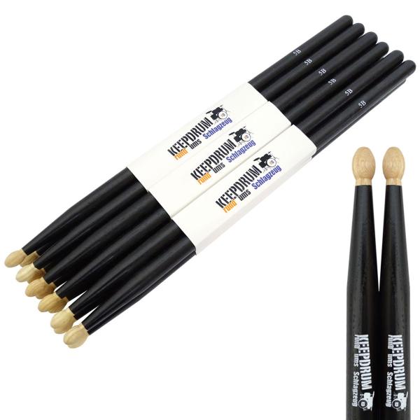 keepdrum 5BB Black Hickory Schlagzeugstöcke 6 Paar