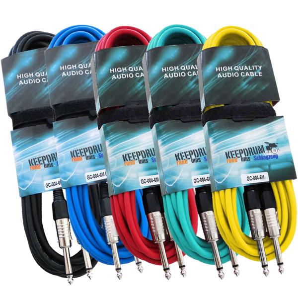 keepdrum 5x Mono-Klinkenkabel 6m Farben-Set