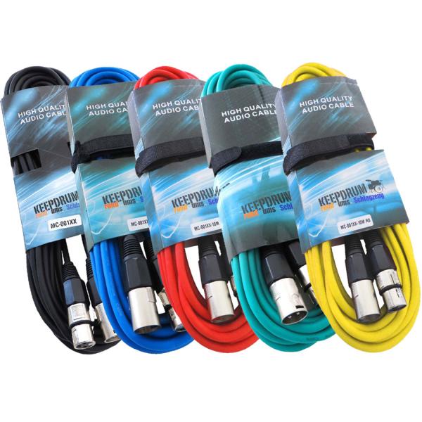 keepdrum 5x 10m MC-001XX Mikrofonkabel Set XLR