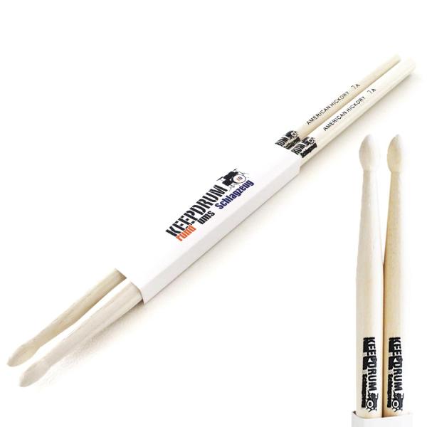 keepdrum Schlagzeugstöcke 7A Hickory Drumsticks 1 Paar