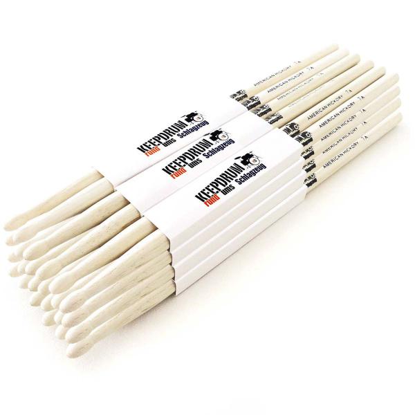 keepdrum Schlagzeugstöcke 7A Hickory Drumsticks 12 Paar
