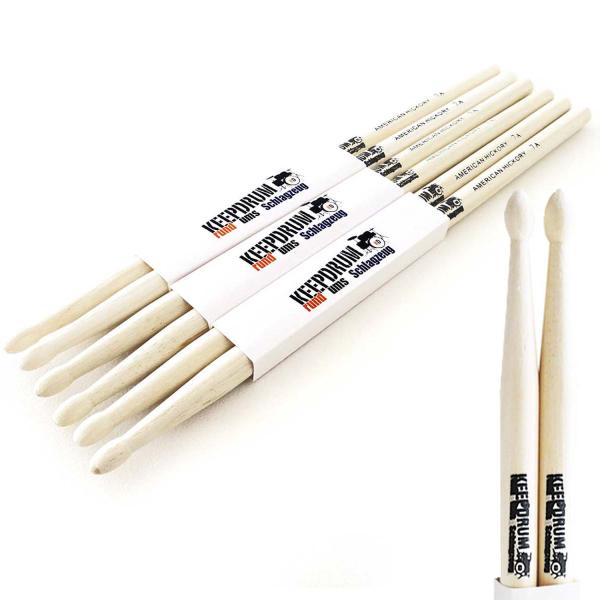 keepdrum Schlagzeugstöcke 7A Hickory Drumsticks 3 Paar